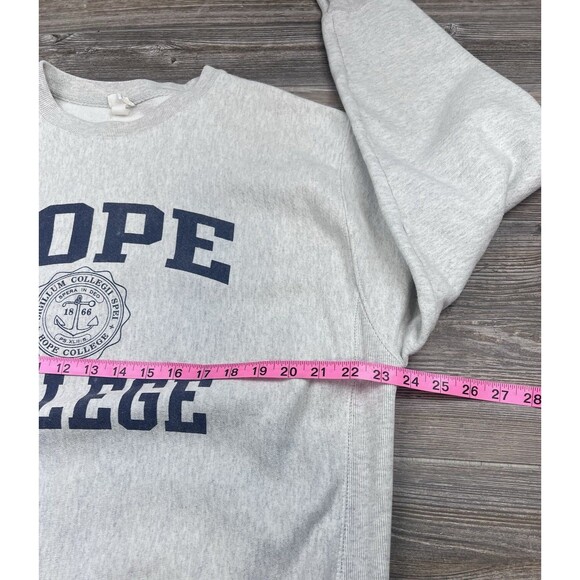 VTG Hope College Gray CHAMPION Reverse Weave SPELL OUT w SEAL Sweatshirt Men's L - Picture 5 of 12